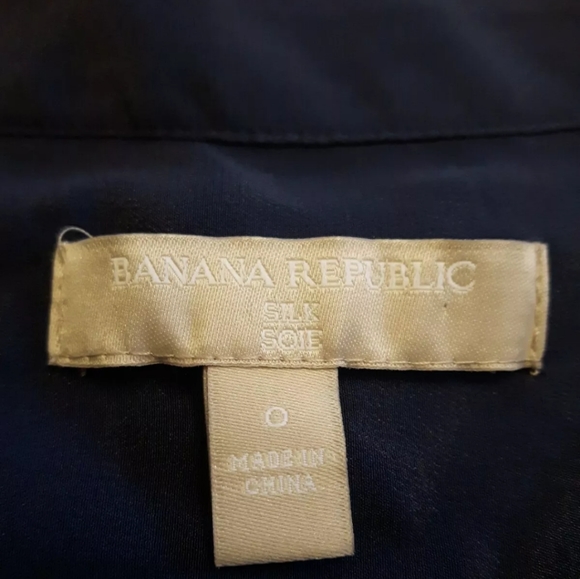 Banana Republic size 0 Navy Blue 100% silk blouse - Picture 10 of 14